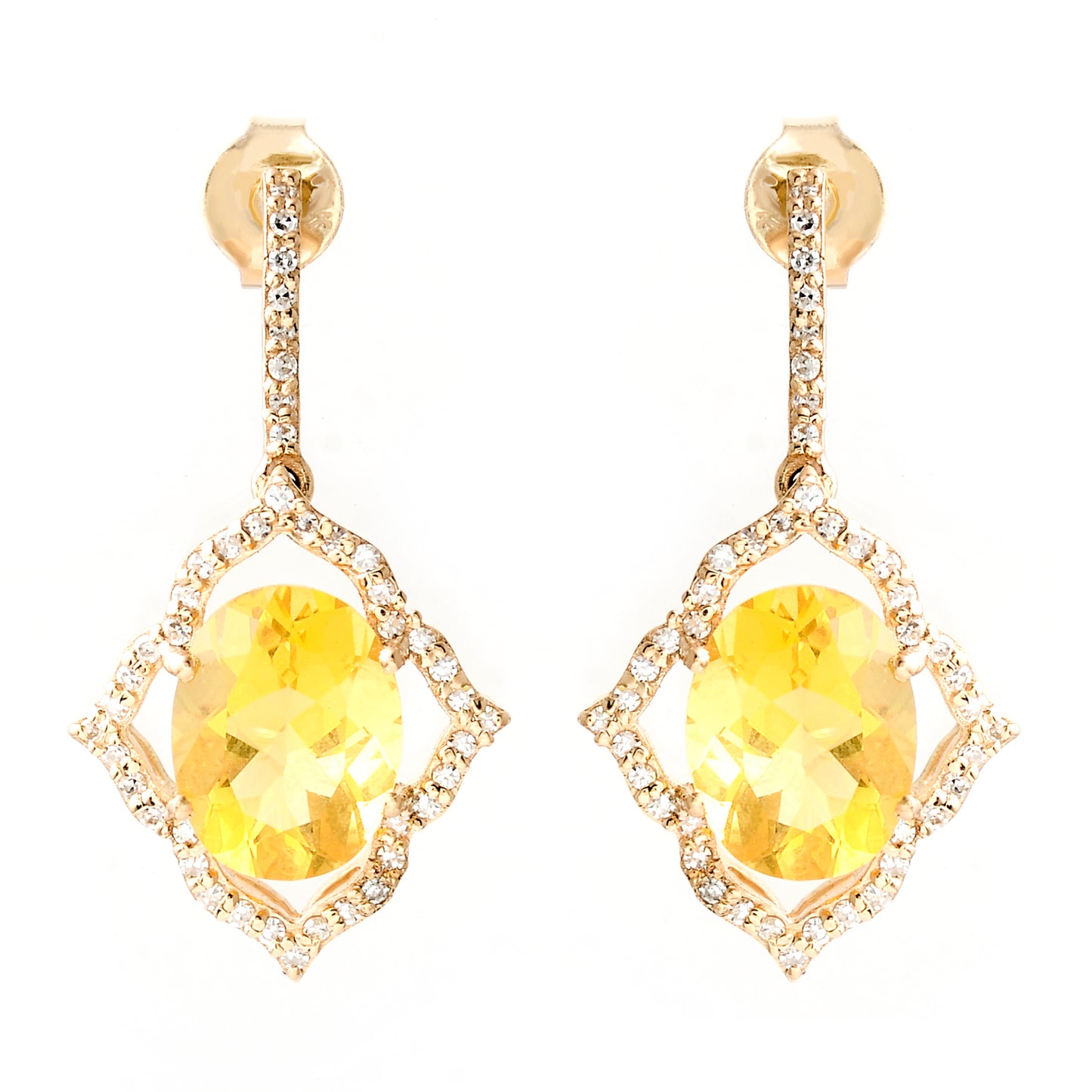 2.77 Ct Oval Mixed Cut Natural Fire Opal 14K Gold Earrings