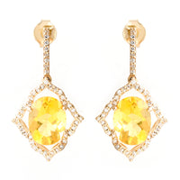 2.77 Ct Oval Mixed Cut Natural Fire Opal 14K Gold Earrings