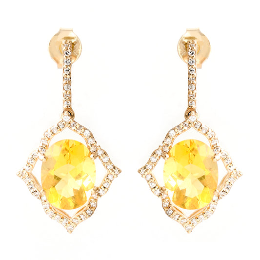 2.77 Ct Oval Mixed Cut Natural Fire Opal 14K Gold Earrings