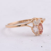 0.38 Ct Marquise Natural Multi Coloured Tourmaline 14K Gold Ring