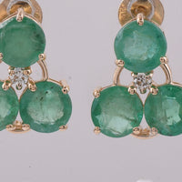 2.80 Ct Round Natural Emerald 14K Gold Earrings