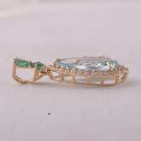 4.59 Ct Pear Aquamarine 9K Gold Pendant