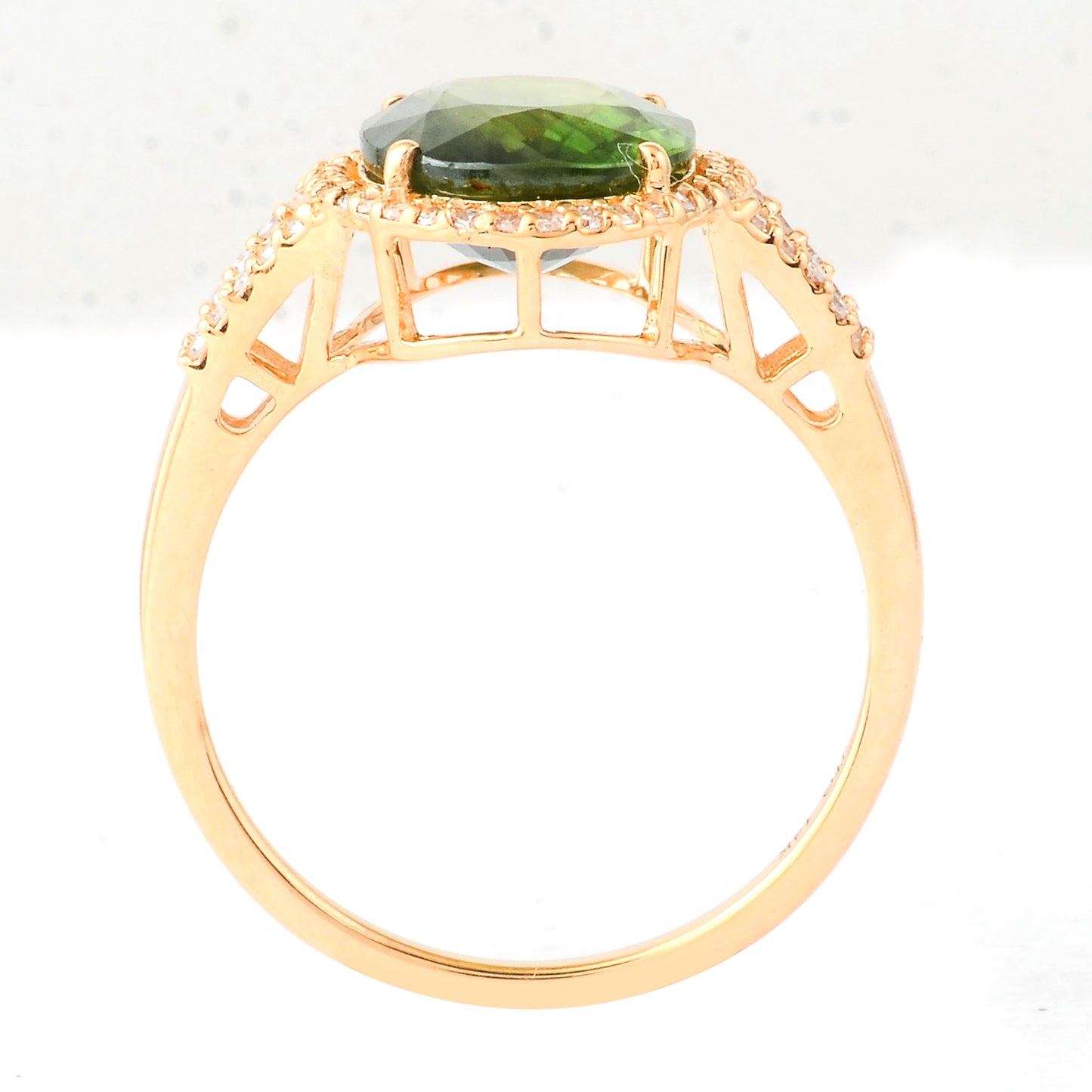 4.04 Ct Oval Mixed Cut Natural Green Sapphire 14K Gold Ring