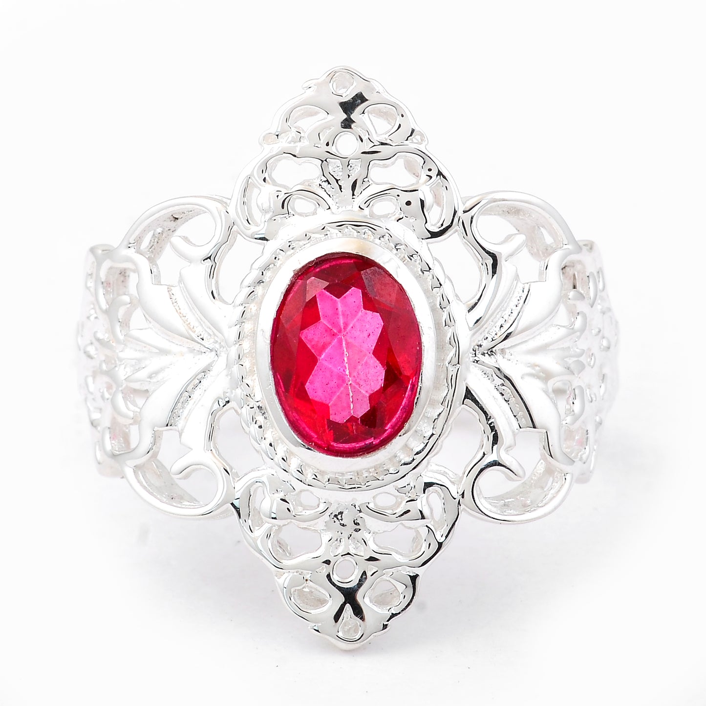 1.60 Ct Oval Pink Topaz, 925 Sterling Silver Ring