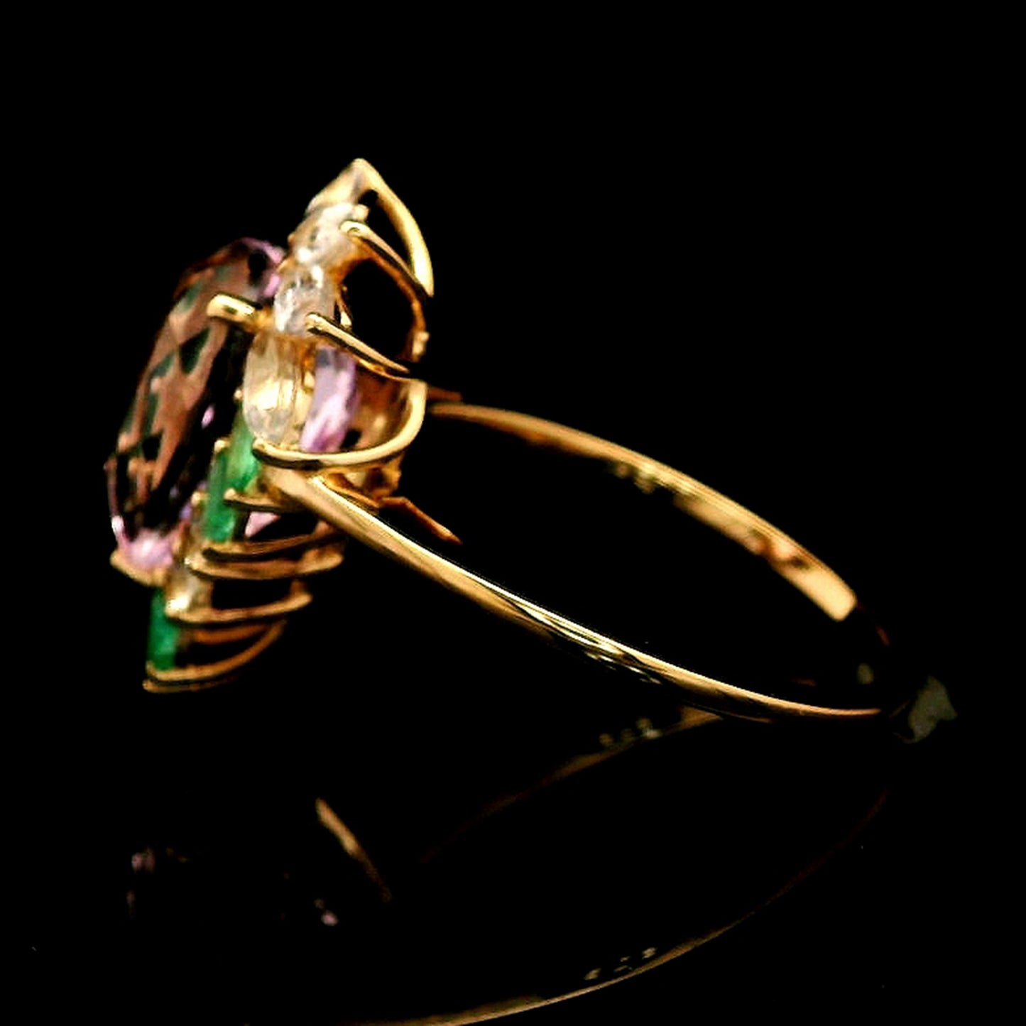 4.56 Ct Pear Kunzite 14K Gold Ring