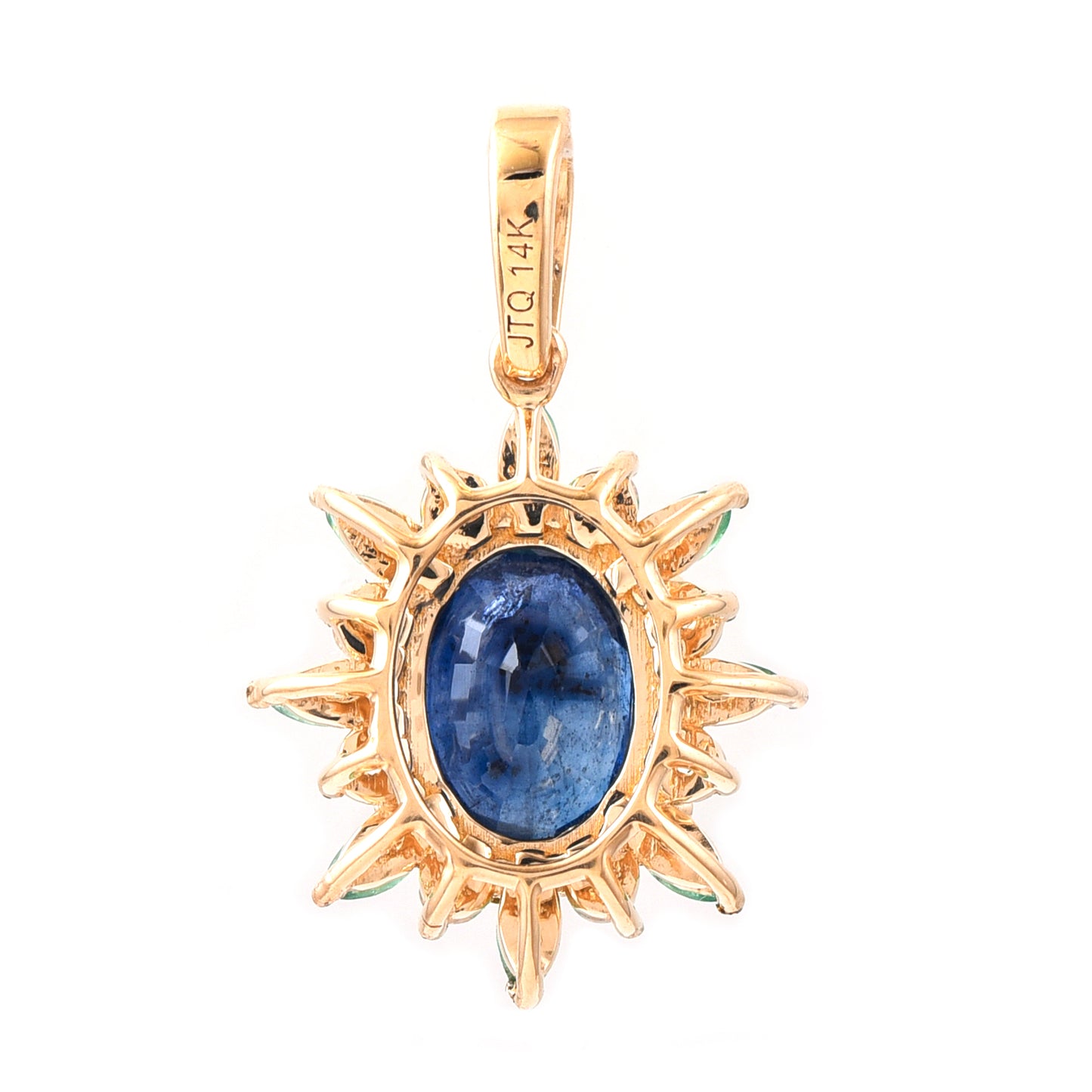2.08 Ct Oval Mixed Cut Natural Sapphire 14K Gold Pendant