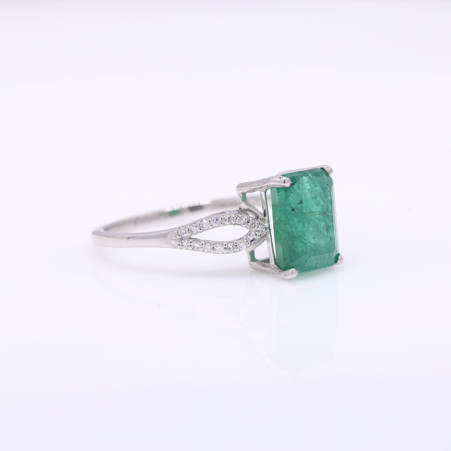 2.62 Ct Octagon Step Cut Natural Emerald 950 Platinum Ring