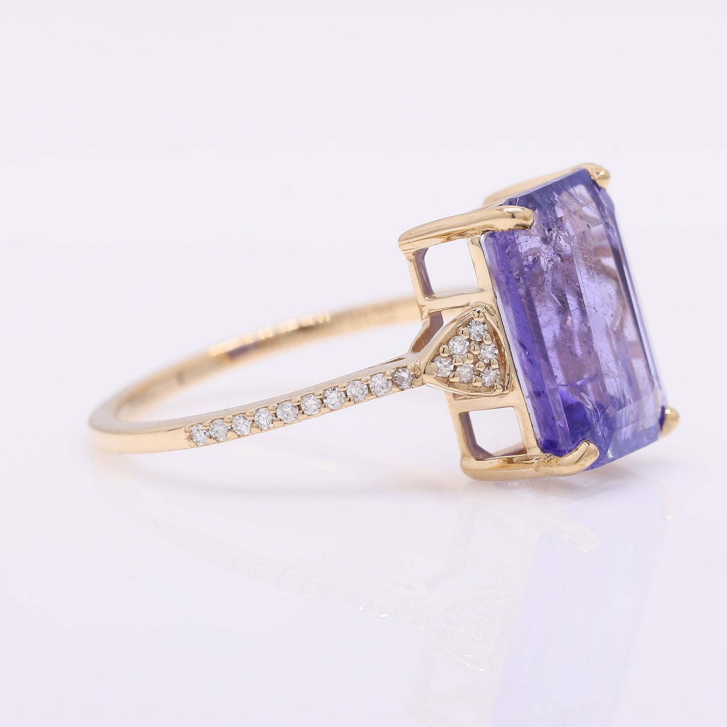 4.92 Ct Octagon Step Cut Natural Tanzanite 14K Gold Ring