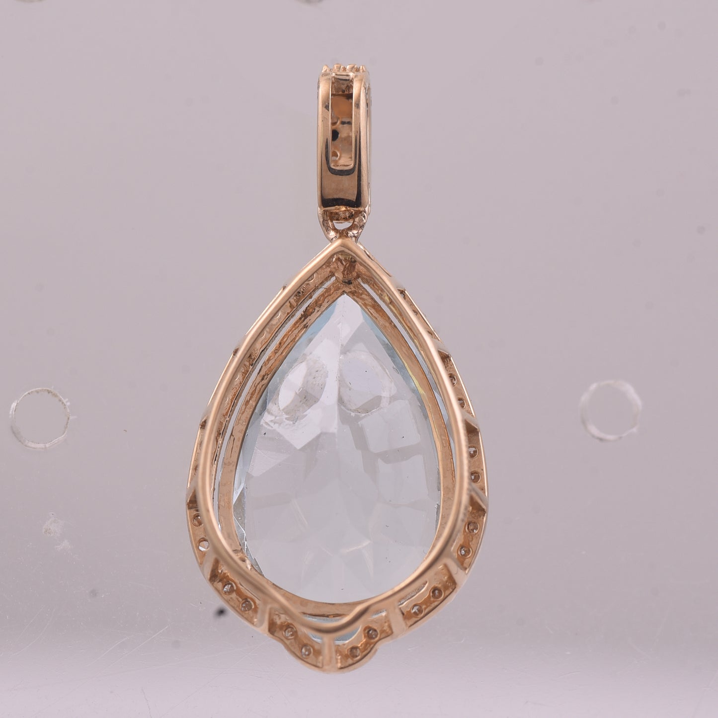 4.61 Ct Pear Mixed Cut Natural Aquamarine 14K Gold Pendant