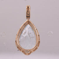 4.61 Ct Pear Mixed Cut Natural Aquamarine 14K Gold Pendant