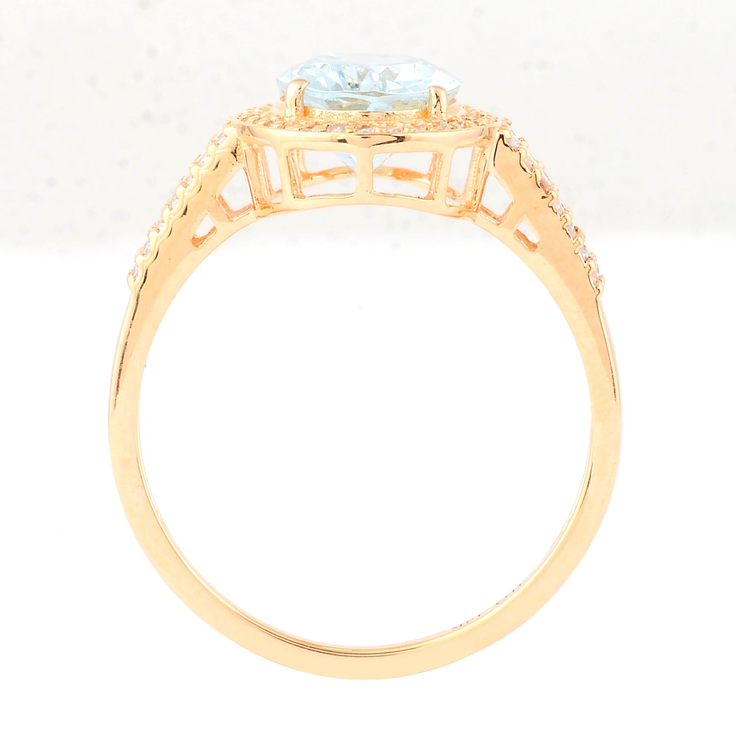 1.75 Ct Oval Mixed Cut Natural Aquamarine 14K Gold Ring