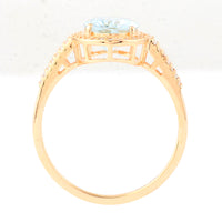 1.75 Ct Oval Mixed Cut Natural Aquamarine 14K Gold Ring