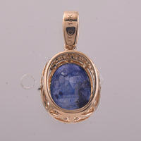 3.99 Ct Oval Mixed Cut Natural Sapphire 14K Gold Pendant