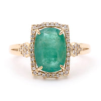 2.67 Ct Cushion Natural Emerald 14K Gold Ring