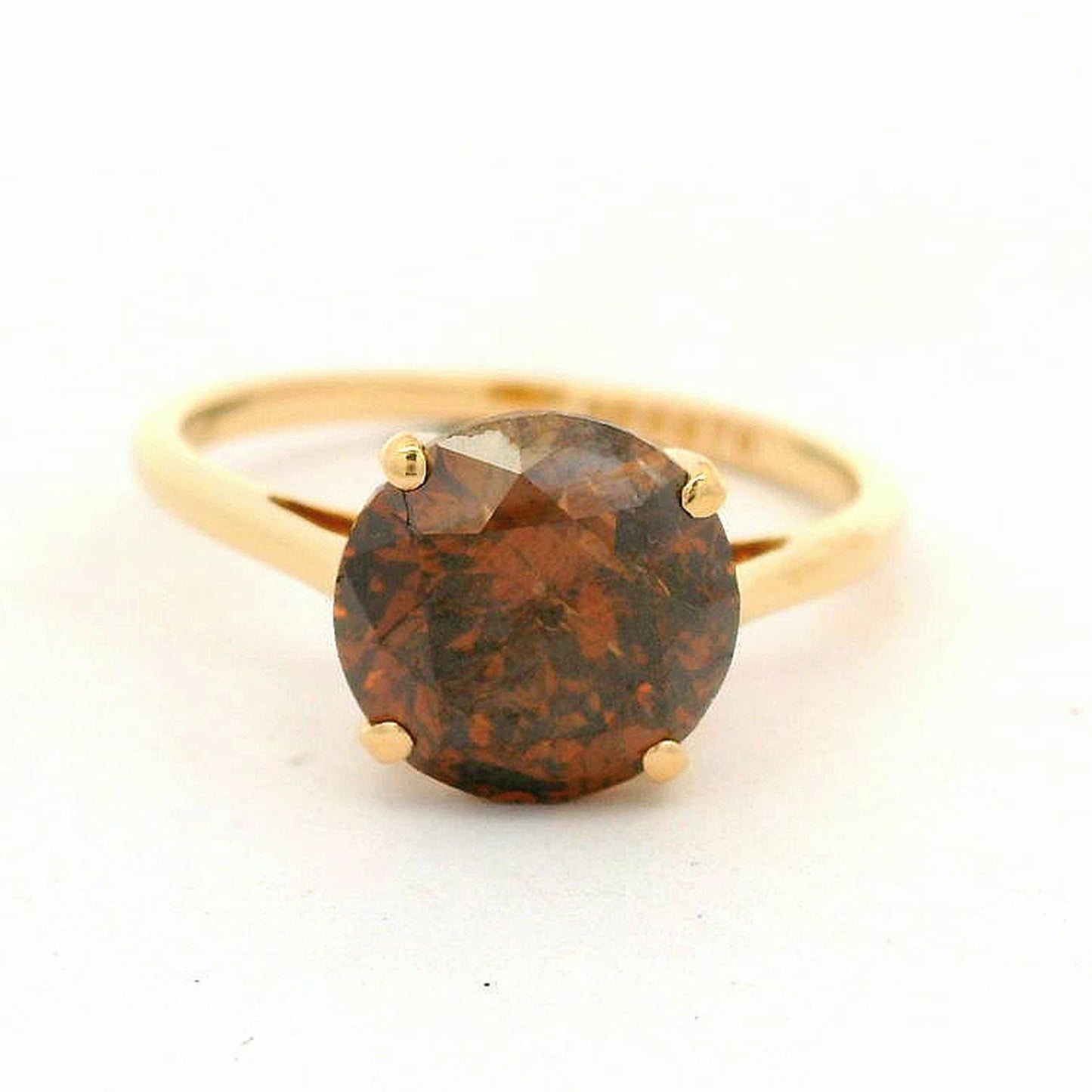 3.02 Ct Round Brown Diamond 14K Gold Ring