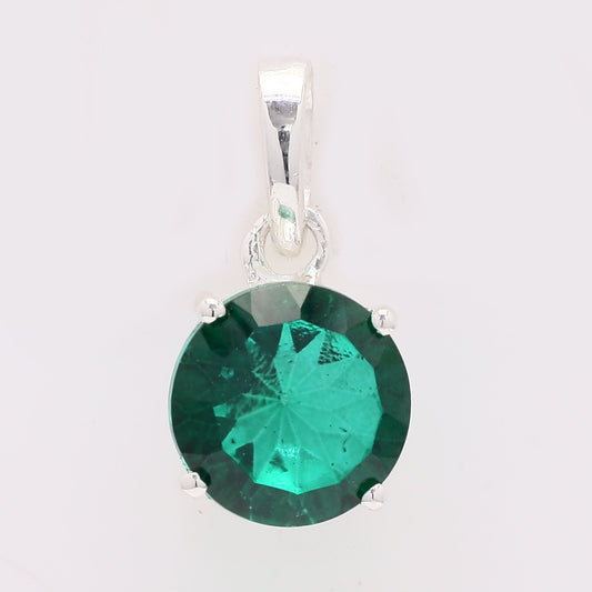 1.92 Ct Round Green Topaz 925 Silver Pendant