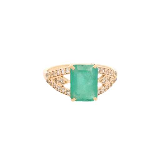 2.15 Ct Octagon Emerald 14K Gold Ring