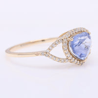 1.92 Ct Pear Mixed Cut Natural Sapphire 14K Gold Ring