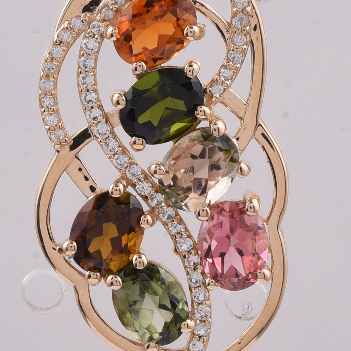 2.38 Ct Oval Natural Multi-Coloured Tourmaline 14K Gold Pendant