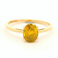 0.92 Ct Oval Yellow Diamond 14K Gold Ring