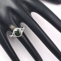 2.52 Ct Cushion Mixed Cut Natural Green Sapphire 950 Platinum Ring