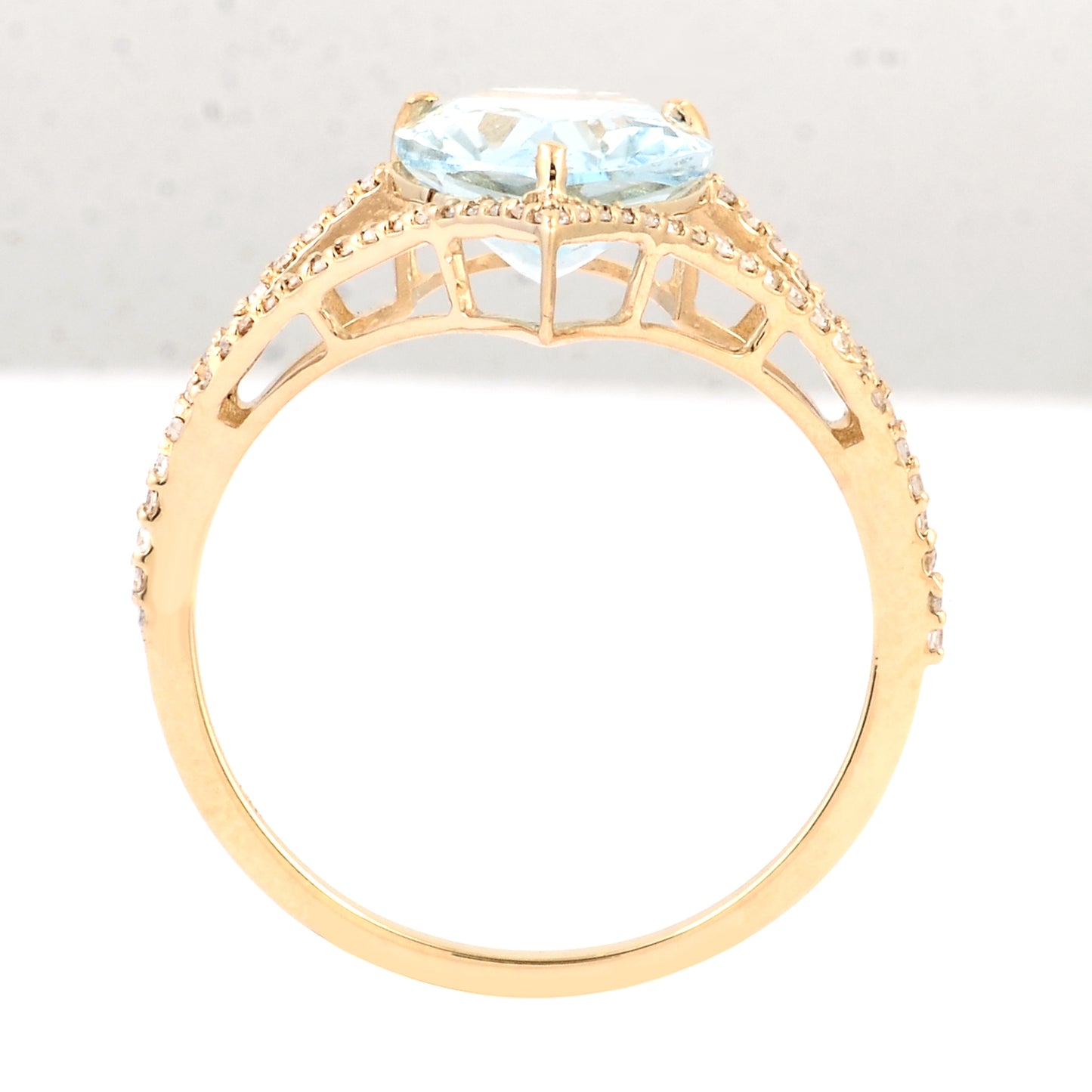 2.65 Ct Pear Mixed Cut Natural Beryl Aquamarine 14K Gold Ring