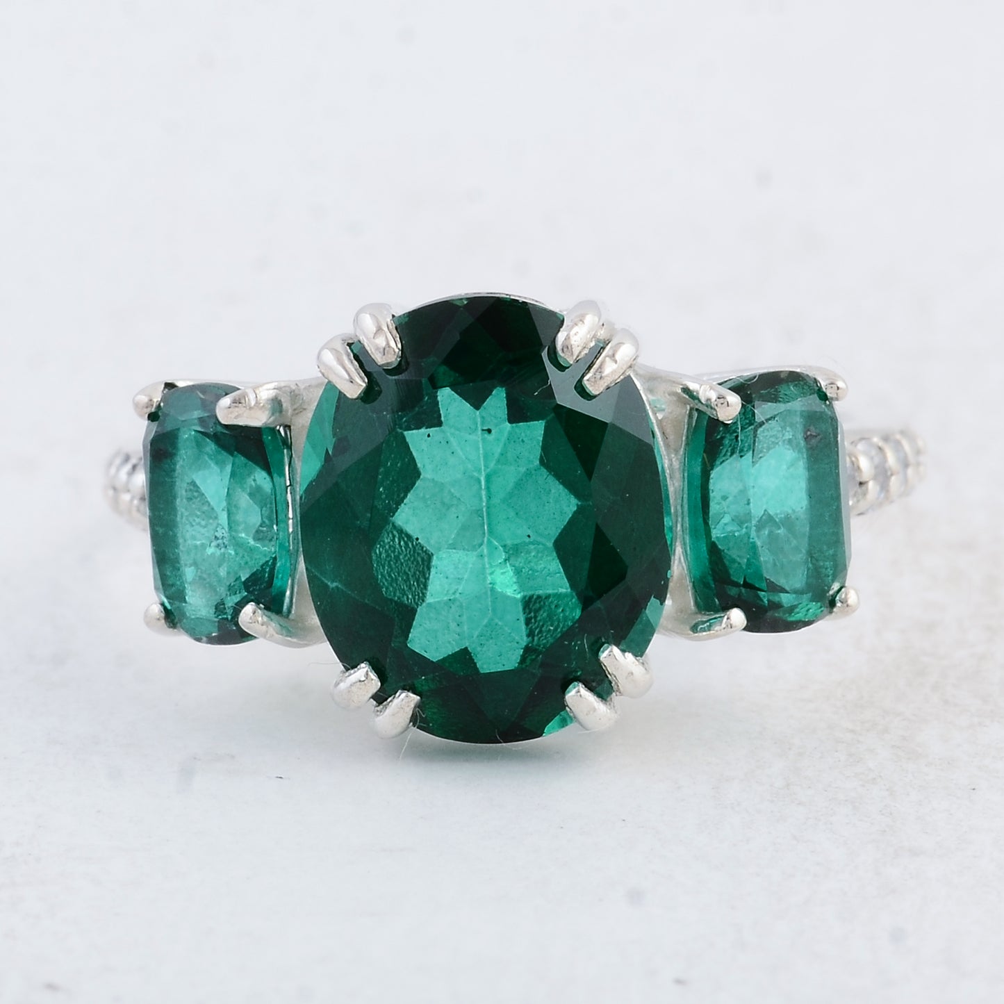 8.01 Ct Oval Green Topaz 925 Sterling Silver Ring