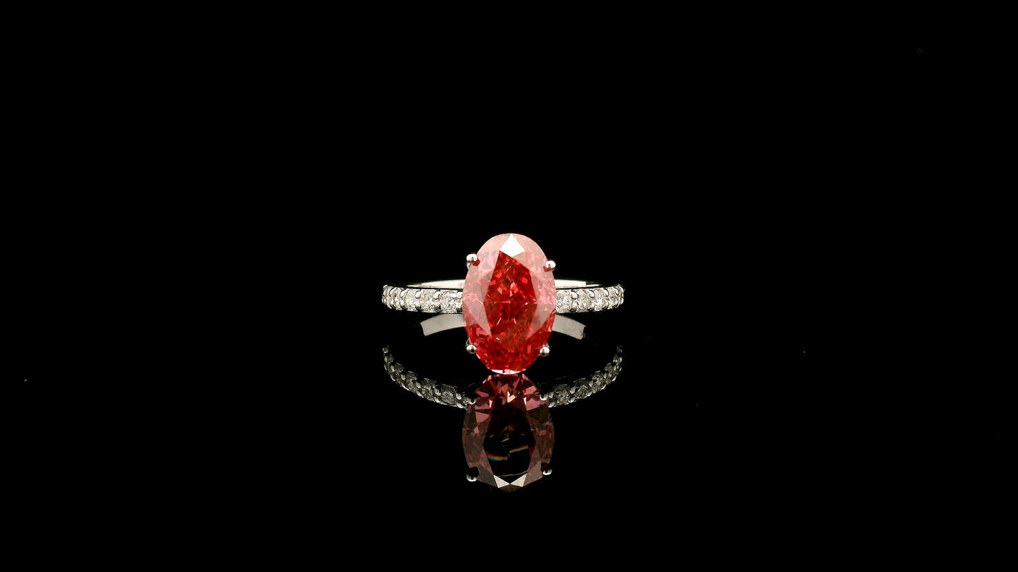 3.38 Carats Pink Lab Grown Diamond 14K Gold Ring