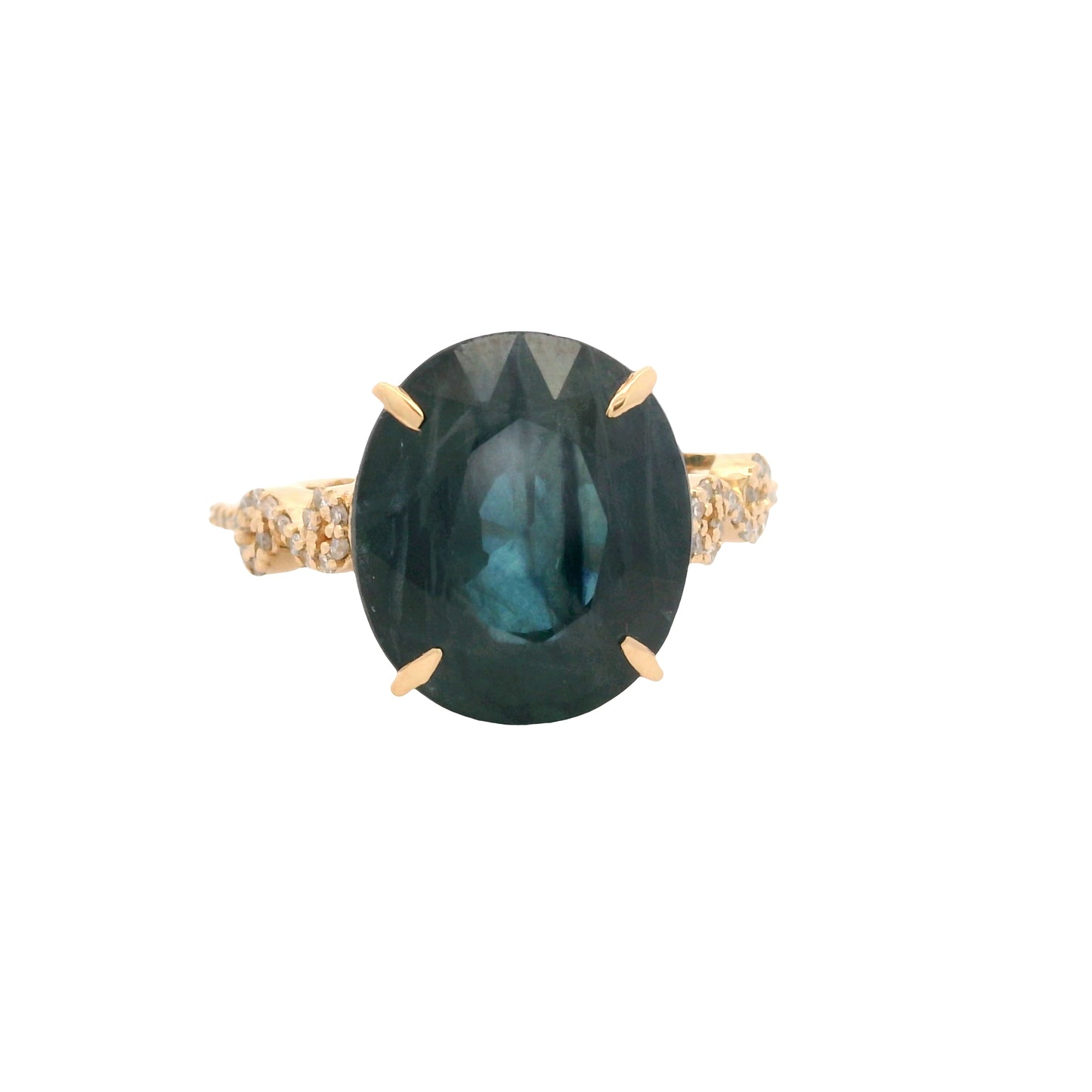 9.26 Ct Oval Mixed Cut Natural Corundum Sapphire 14K Gold Ring