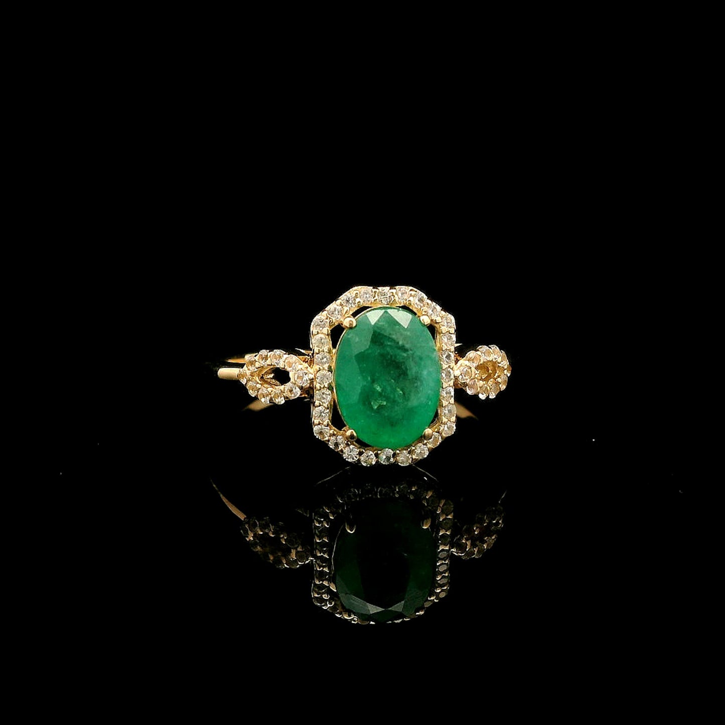 1.55 Ct Oval Mixed Cut Natural Sapphire 14K Gold Ring