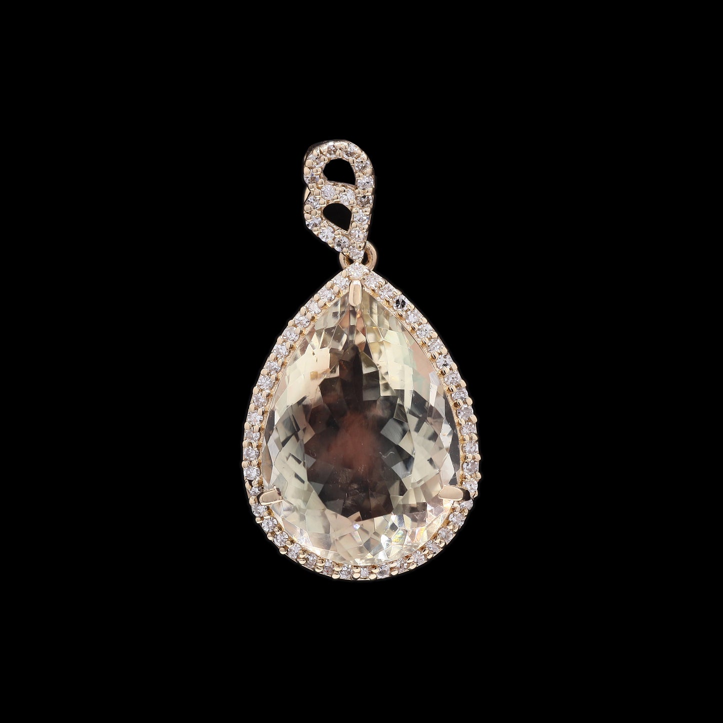 6.47 Ct Pear Mixed Cut Natural Sunstone 14K Gold Pendant