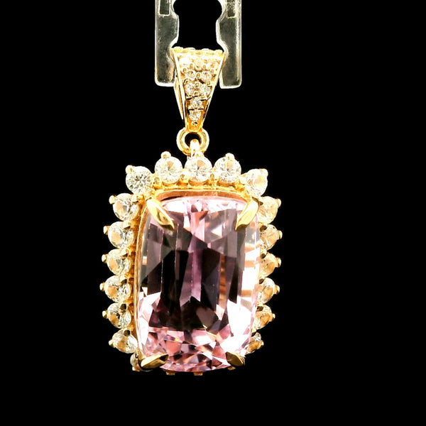 9.95 Ct Cushion Kunzite 14K Gold Pendant