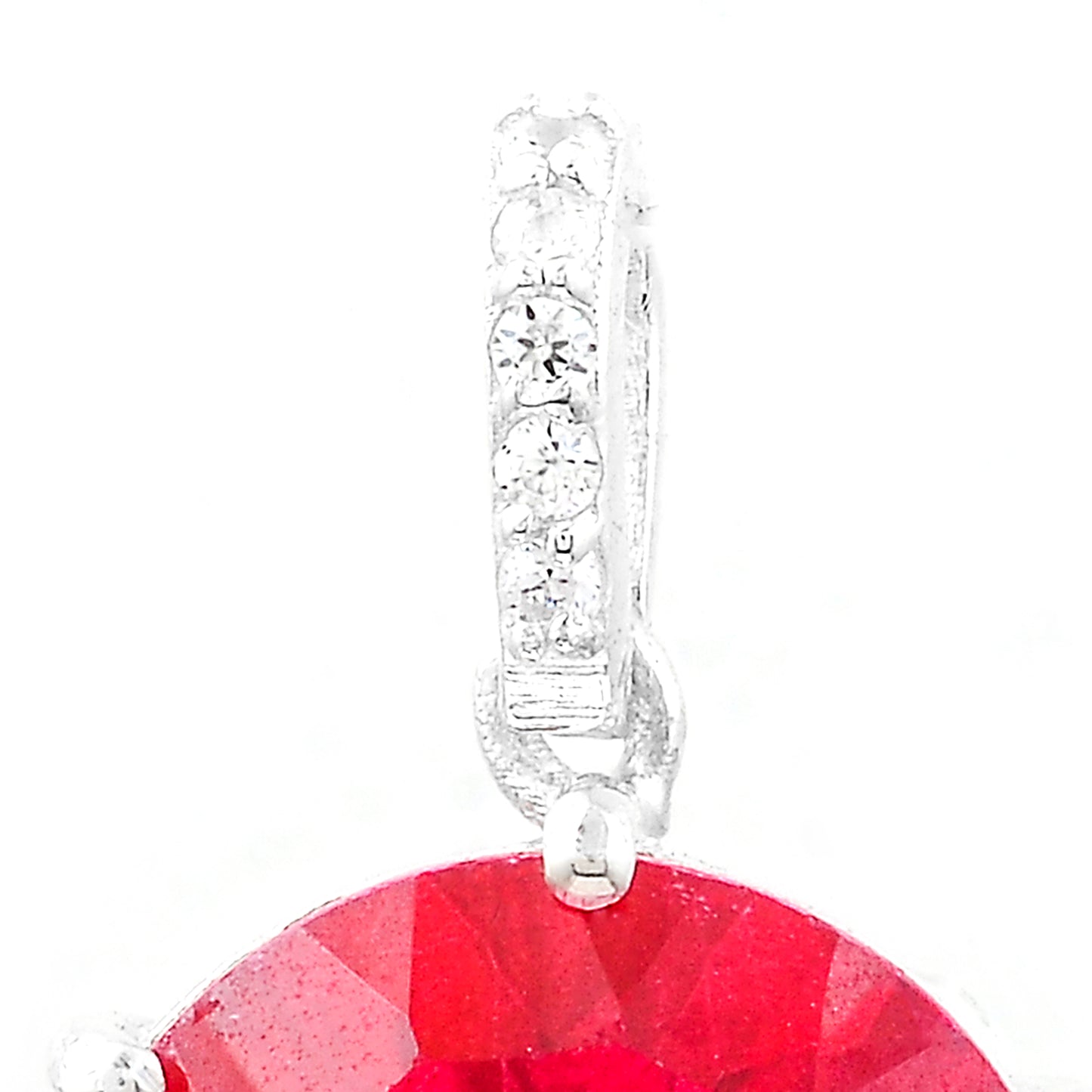 7.61 Ct Round Pink Topaz, White Zircon, 925 Sterling Silver Pendant