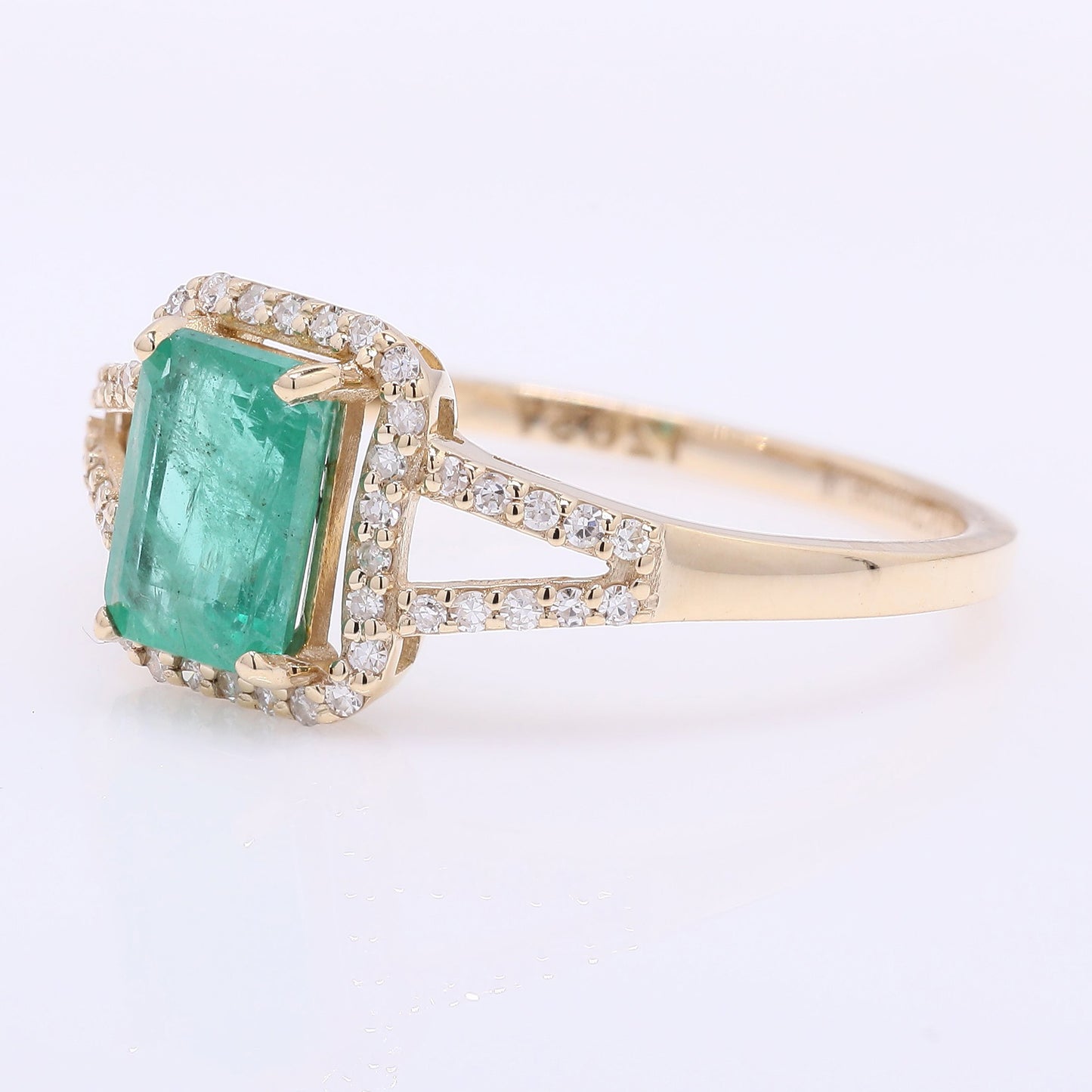 1.05 Ct Octagon Step Cut Natural Emerald 14K Gold Ring