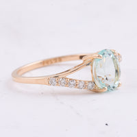 1.42 Ct Oval Natural Green Beryl 14K Gold Ring