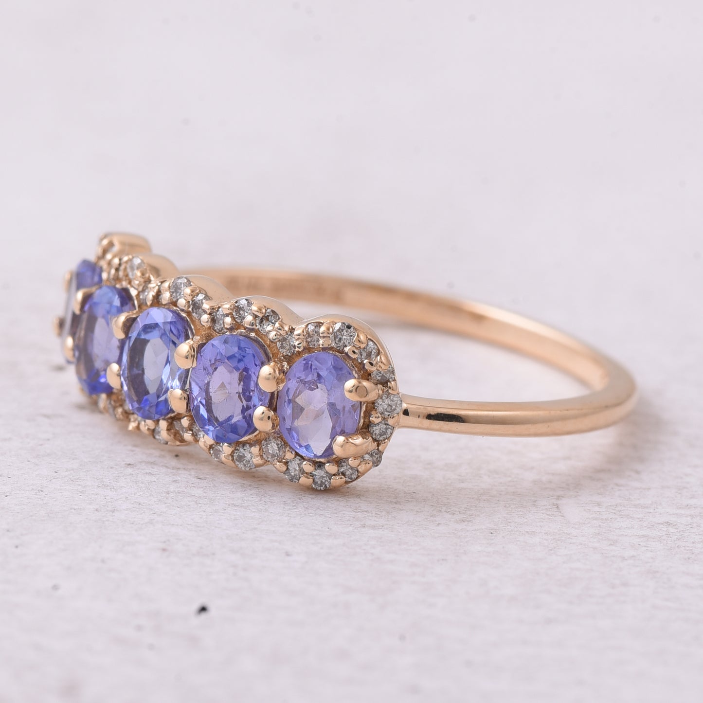 1.05 Ct Oval Mixed Cut Natural Tanzanite 14K Gold Ring