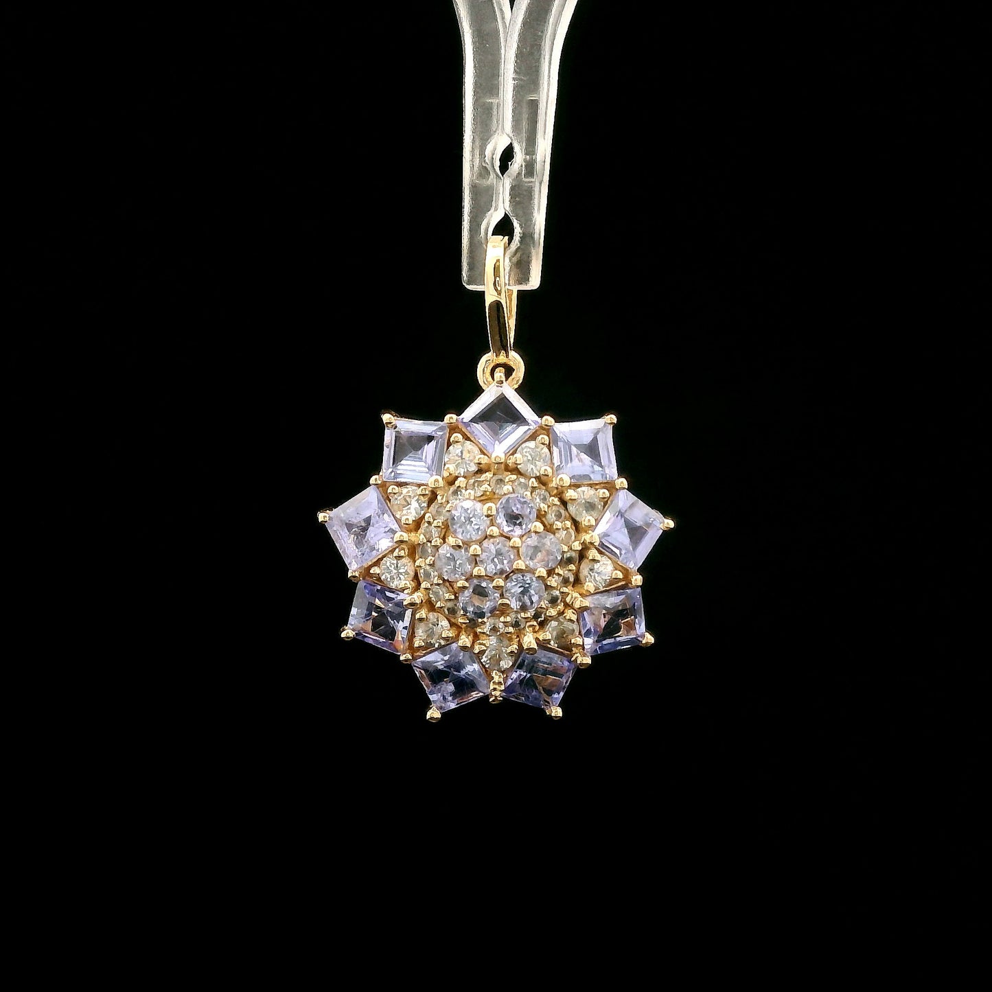 1.53 Ct Square Tanzanite 14K Gold Pendant