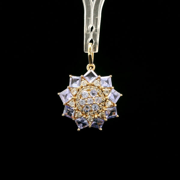 1.53 Ct Square Tanzanite 14K Gold Pendant