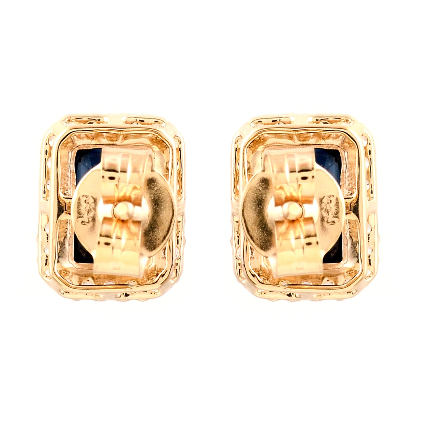 2.04 Ct Octagon Sapphire 14K Gold Earrings