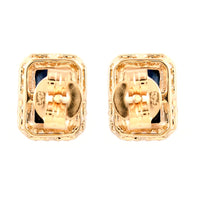 2.04 Ct Octagon Sapphire 14K Gold Earrings