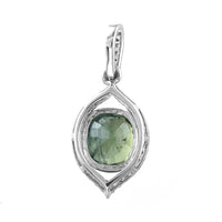 1.83 Ct Cushion Mixed Cut Natural Green Sapphire 950 Platinum Pendant