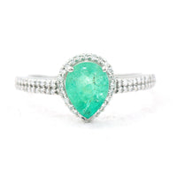1.39 Ct Pear Mixed Cut Natural Emerald 950 Platinum Ring