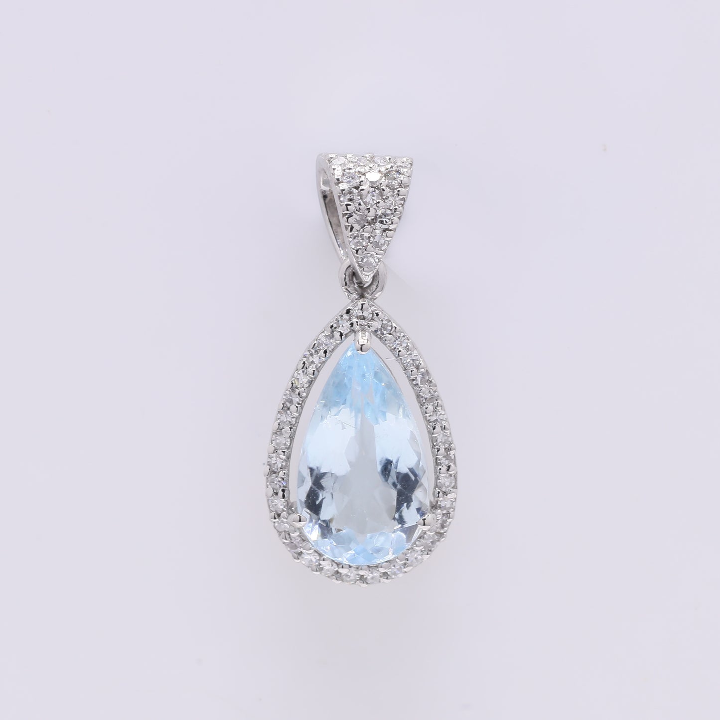 1.58 Ct Pear Mixed Cut Natural Aquamarine 950 Platinum Pendant