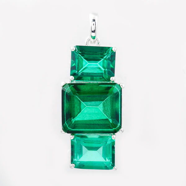 11.57 Ct Octagon Green Topaz, 925 Sterling Silver Pendant