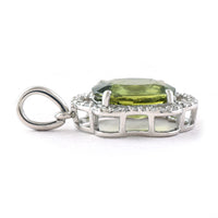 2.72 Ct Oval Mixed Cut Natural Green Sapphire 950 Platinum Pendant