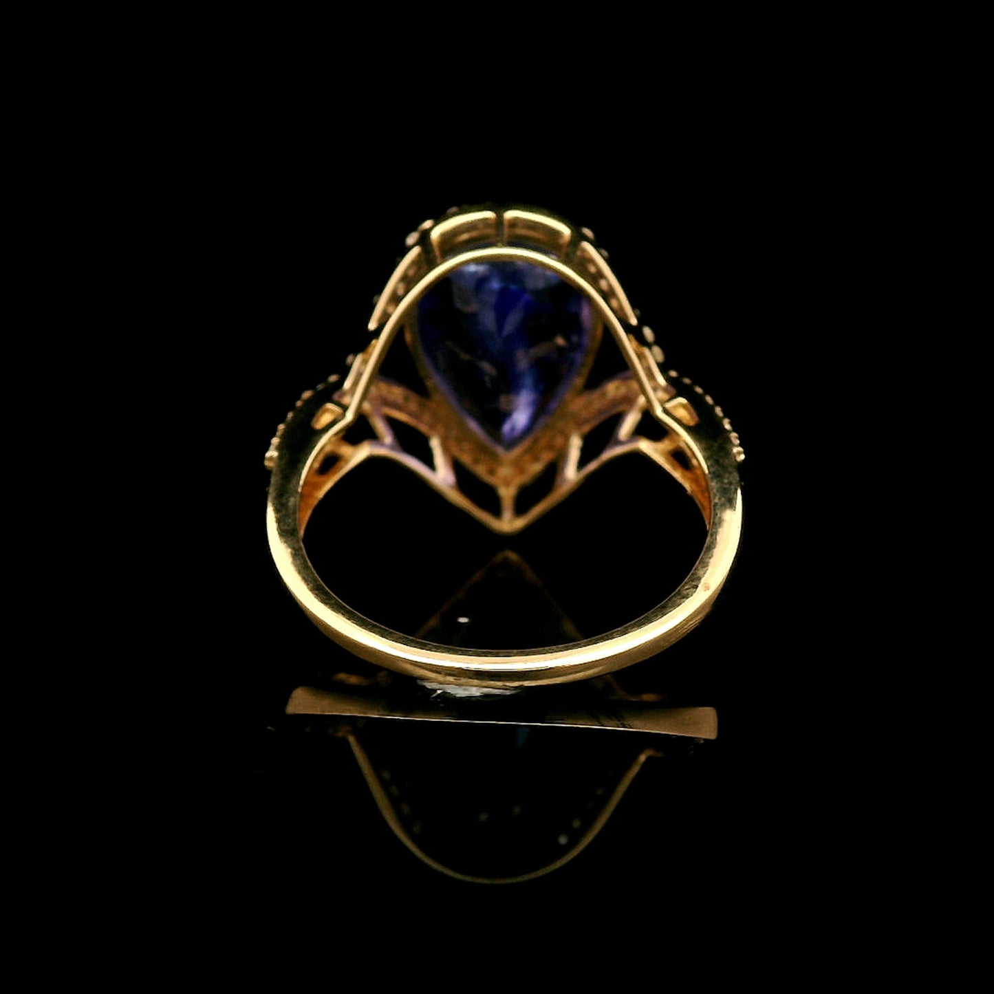 5.26 Ct Pear Mixed Cut Natural Tanzanite 14K Gold Ring