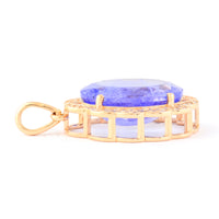 6.38 Ct Oval Mixed Cut Natural Tanzanite 14K Gold Pendant