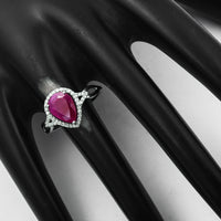 1.60 Ct Pear Mixed Cut Natural Ruby 950 Platinum Ring
