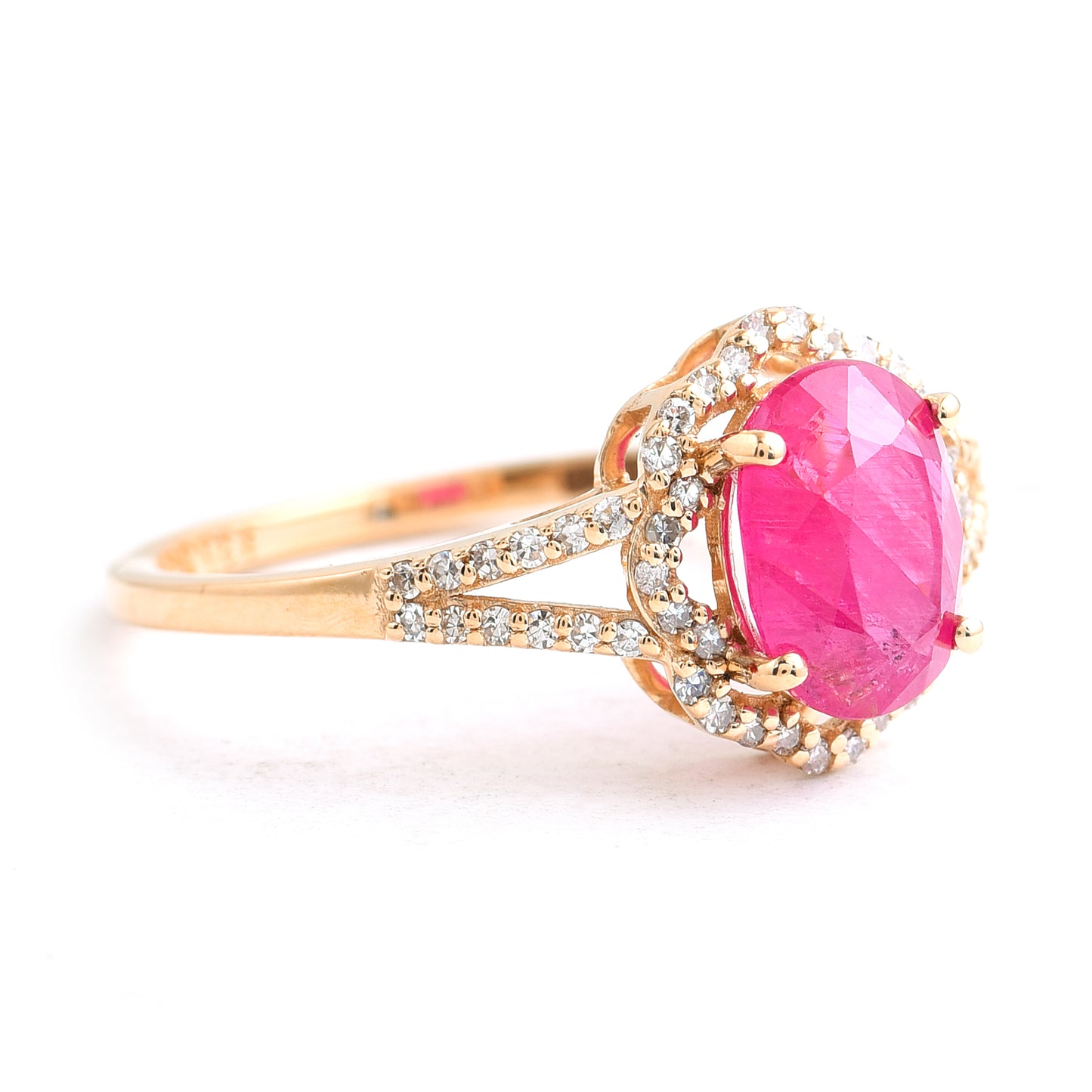 1.90 Ct Oval Mixed Cut Natural Ruby 14K Gold Ring
