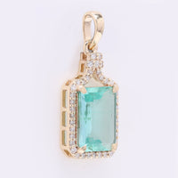 1.64 Ct Octagon Step Cut Natural Emerald 14K Gold Pendant